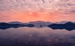 Mountains Sunset Reflection 4K
