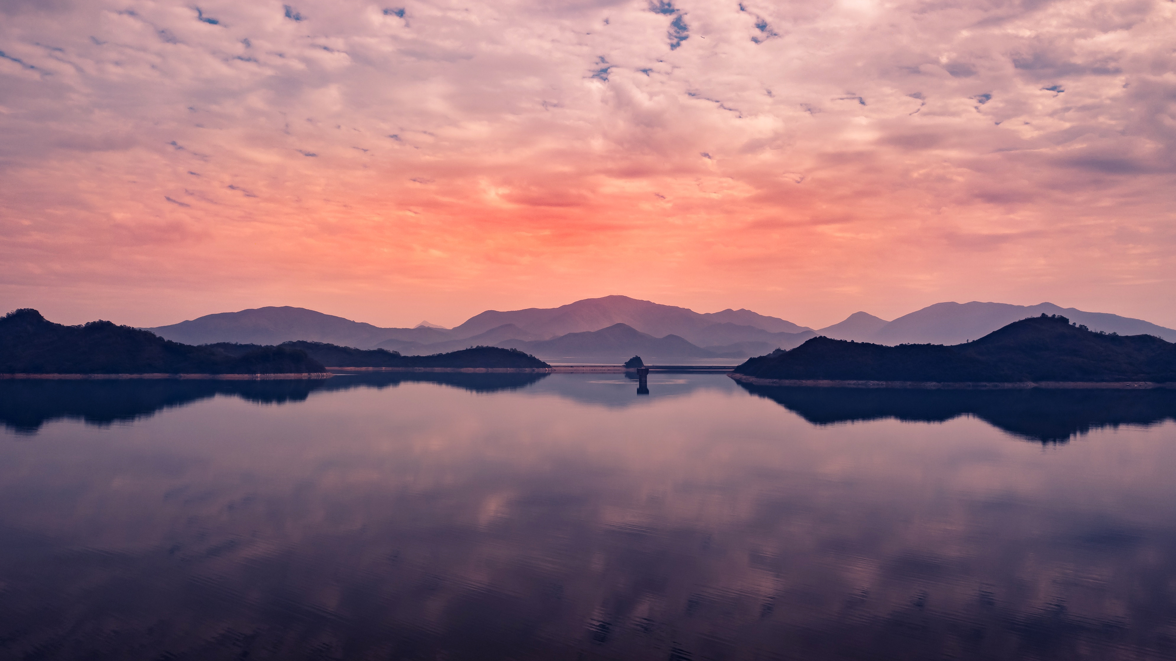 Mountains Sunset Reflection 4K Wallpapers