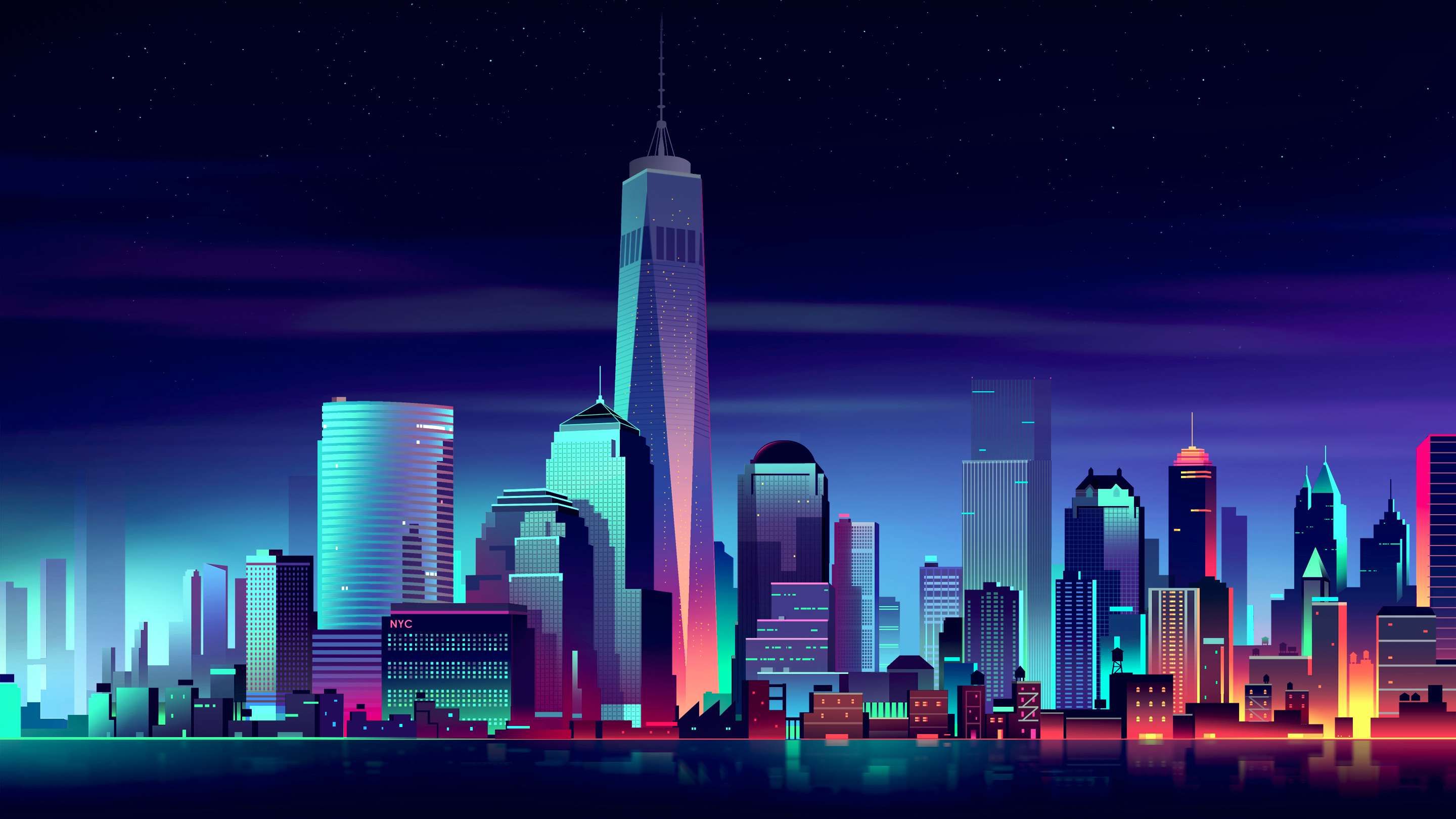 New York City Neon Cityscape Wallpapers