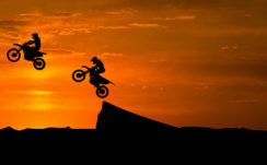 Stunt Bike Race Sunset Silhouette 5K