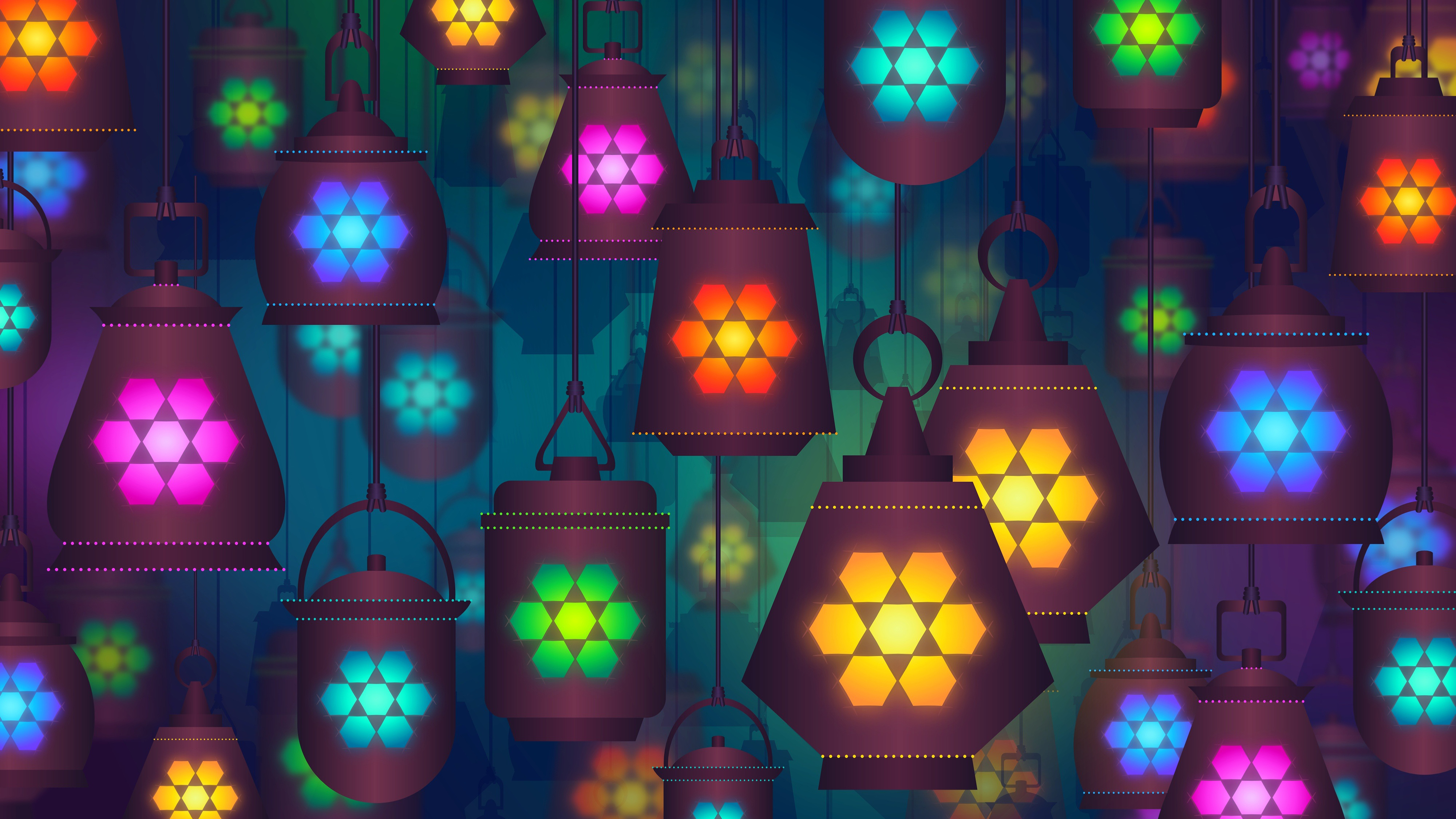 Colorful Abstract Lanterns 4K