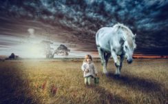 Cute girl and Horse 5K Wallpapers