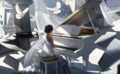 Girl Playing Piano Painting 4k, HD Artist, 4k
