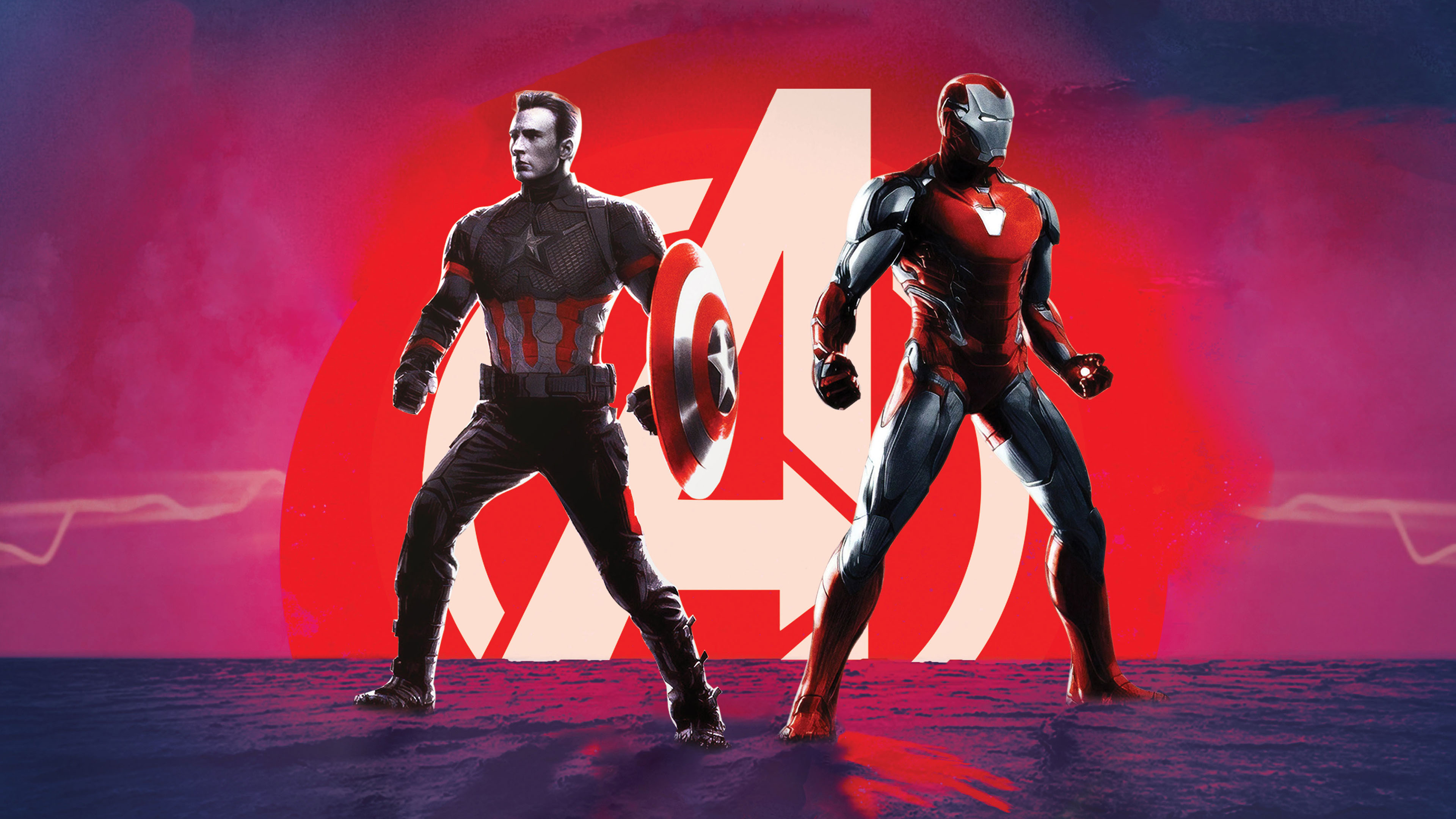 Captain America Iron Man in Avengers Endgame 4K