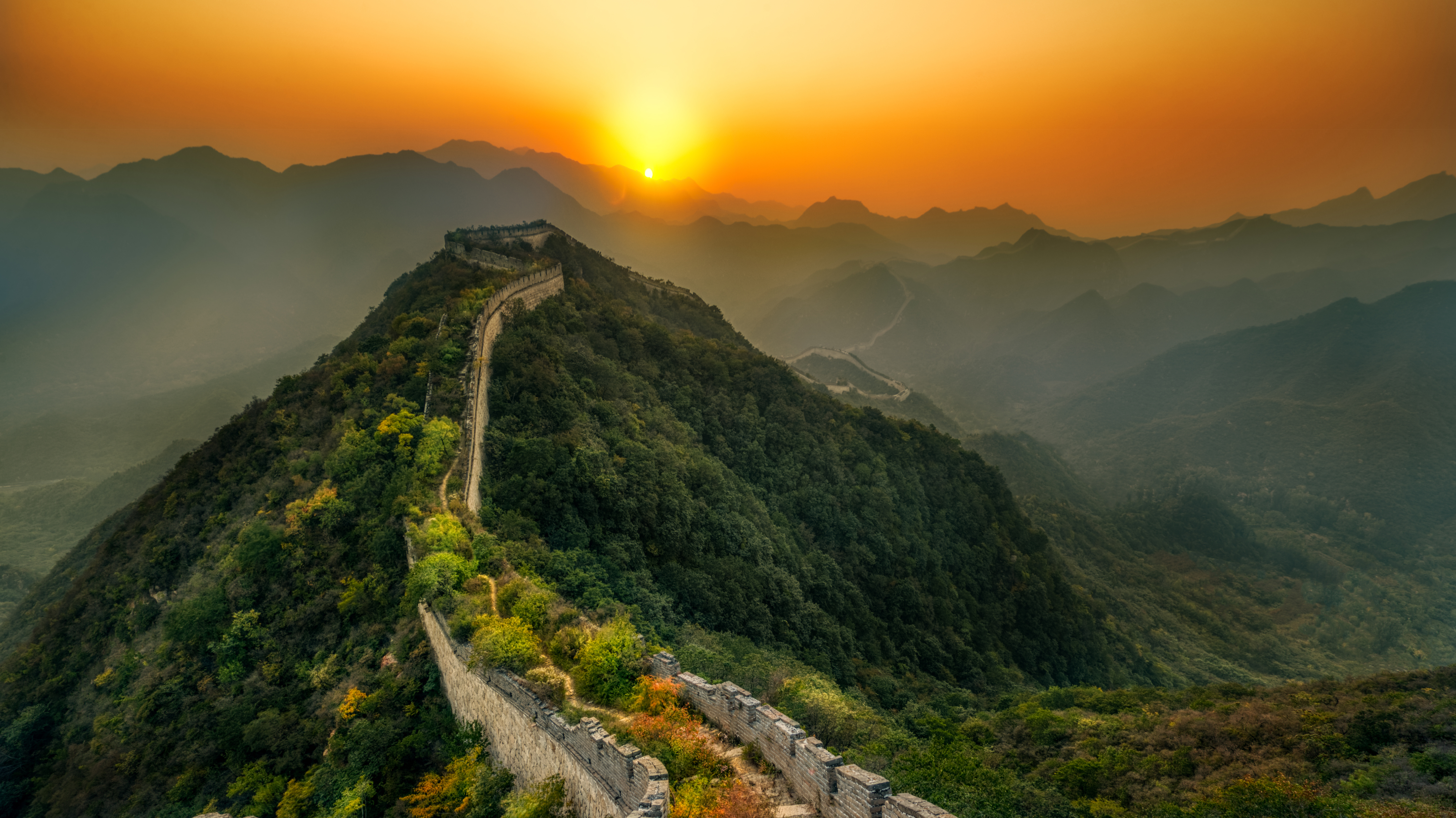 Great Wall of China Sunset 5K Wallpapers