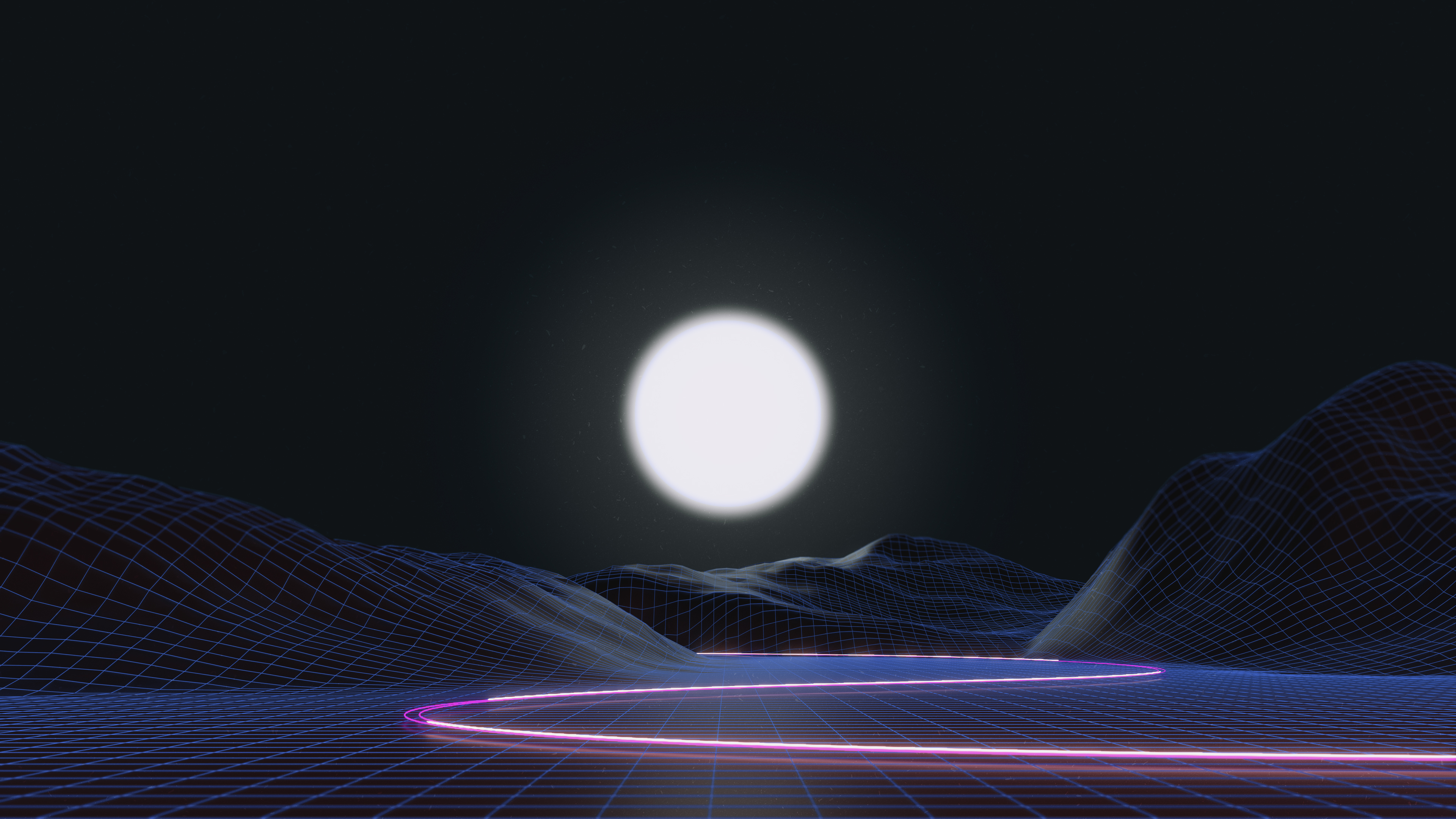 Synthwave Moon 4K