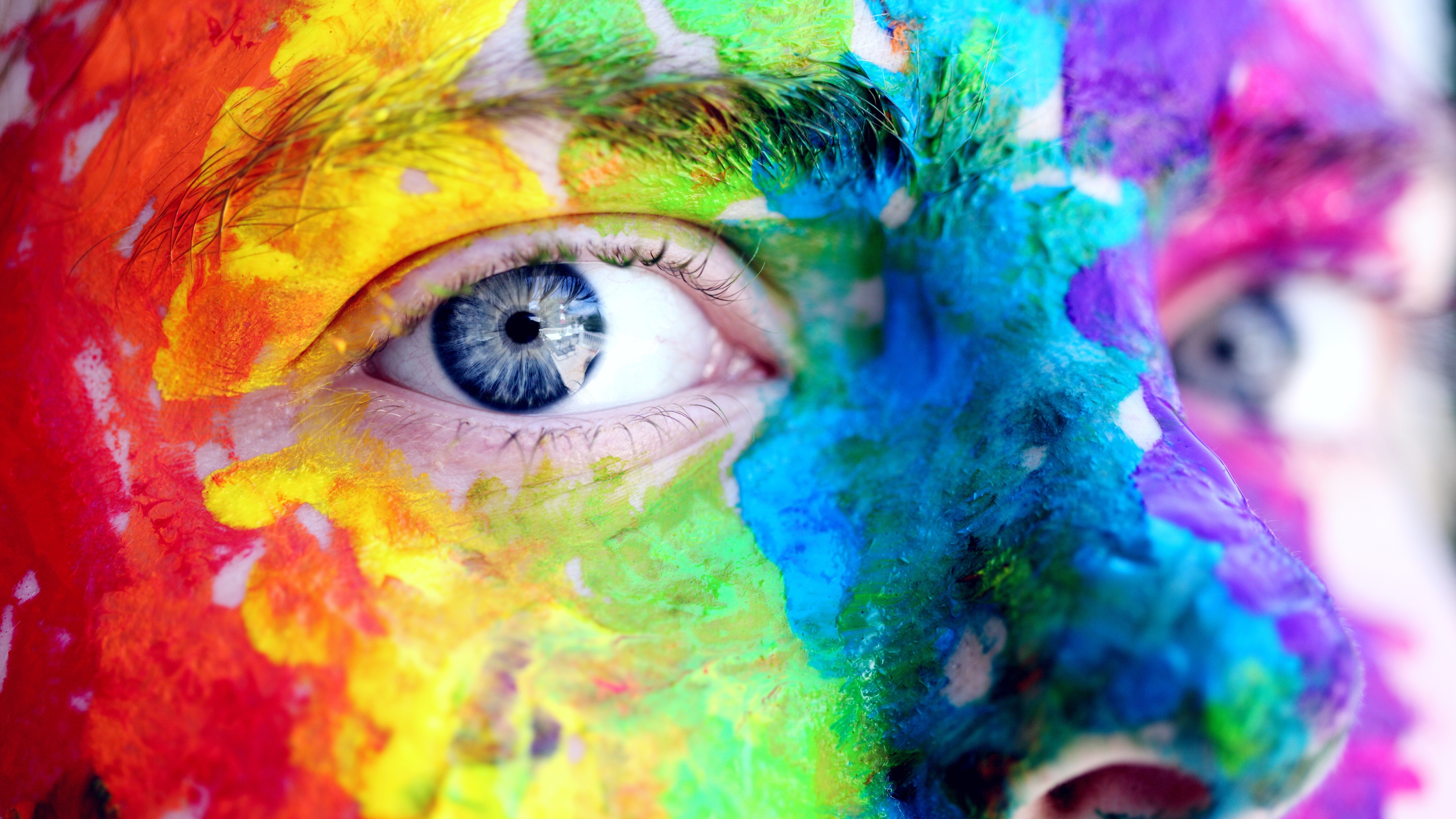 Colorful Paint on Face 5K Wallpapers