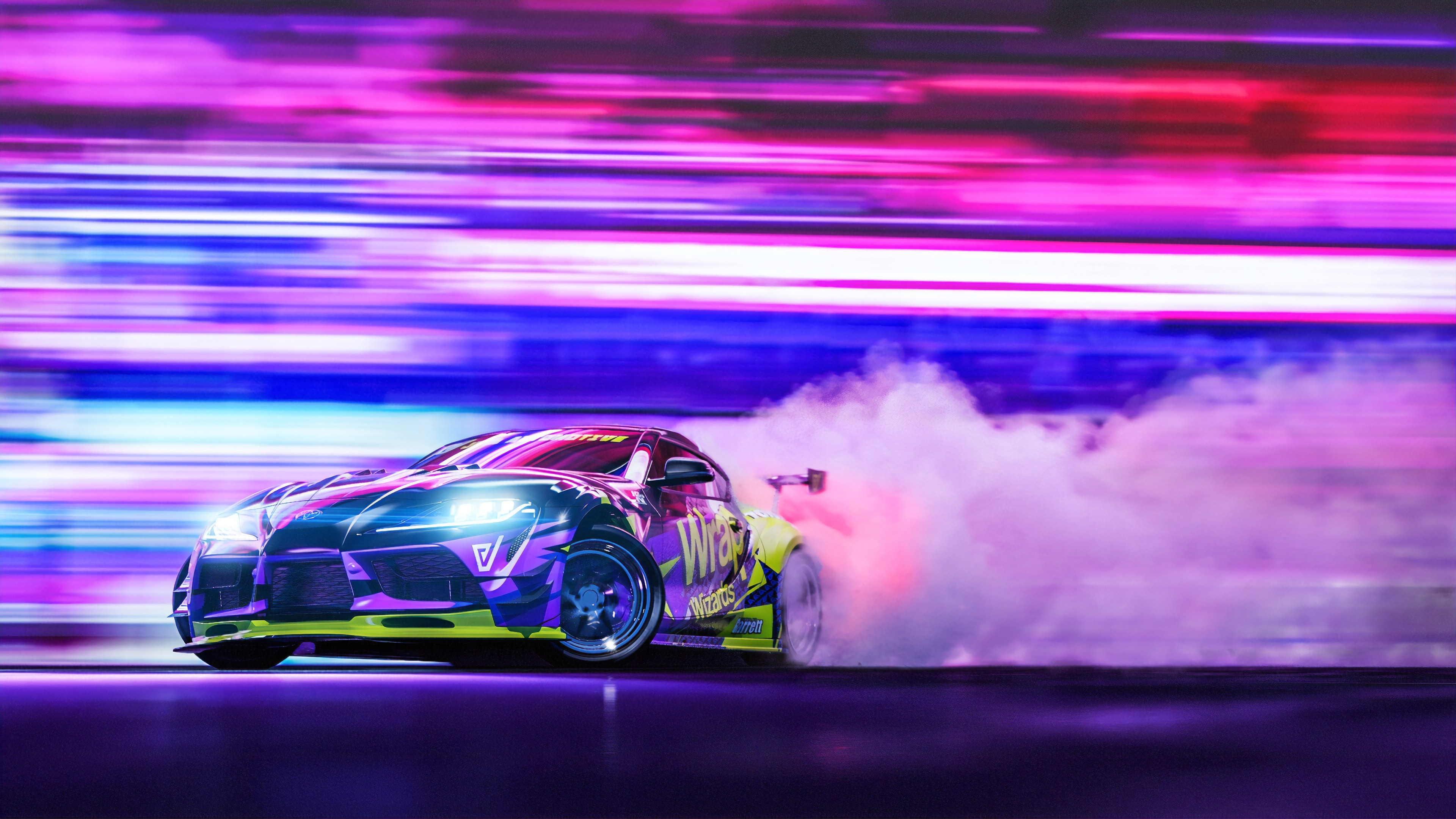 Toyota Supra Neon Drift 4K Wallpapers