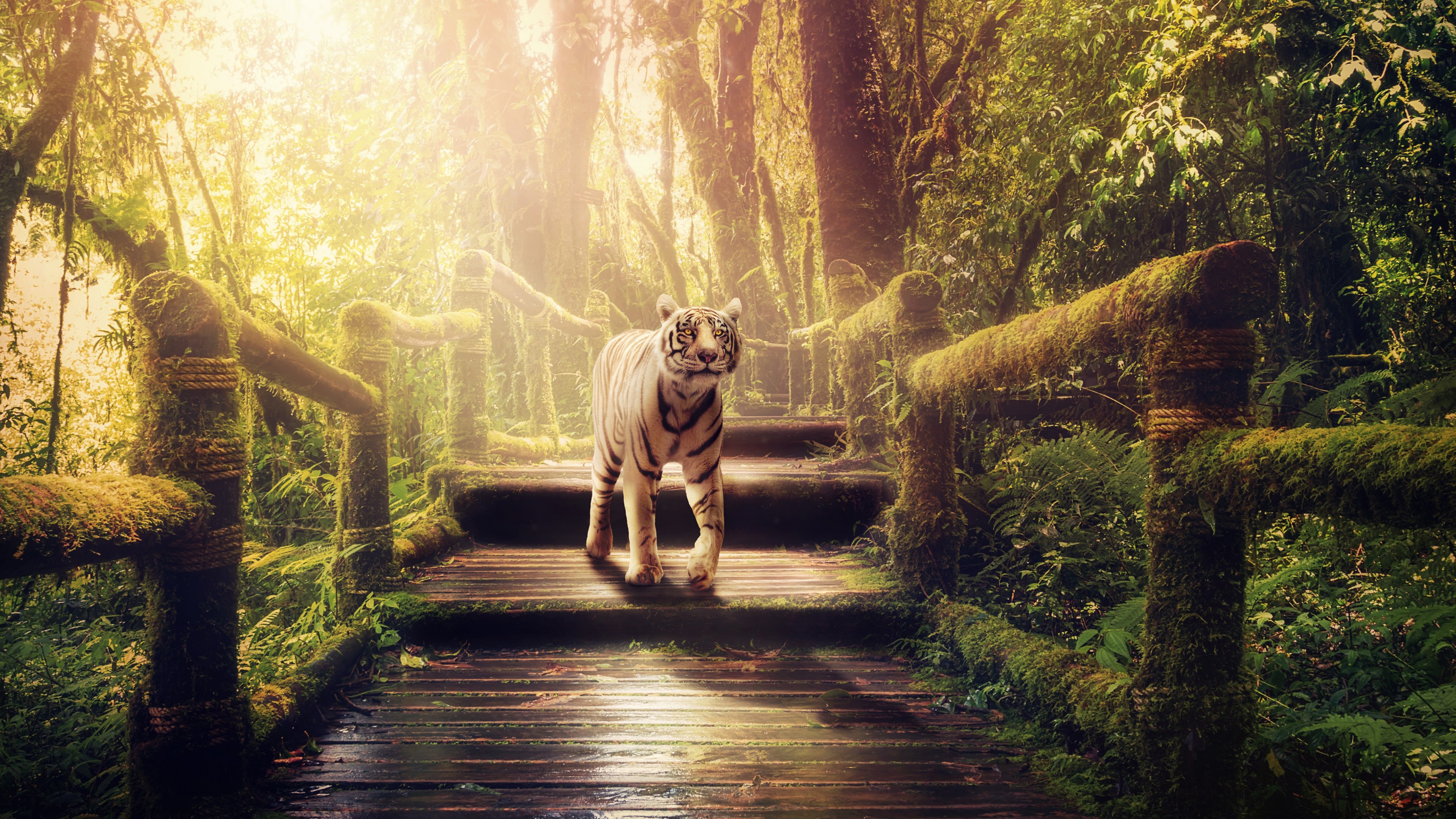 White Tiger in the Jungle 5K Wallpapers