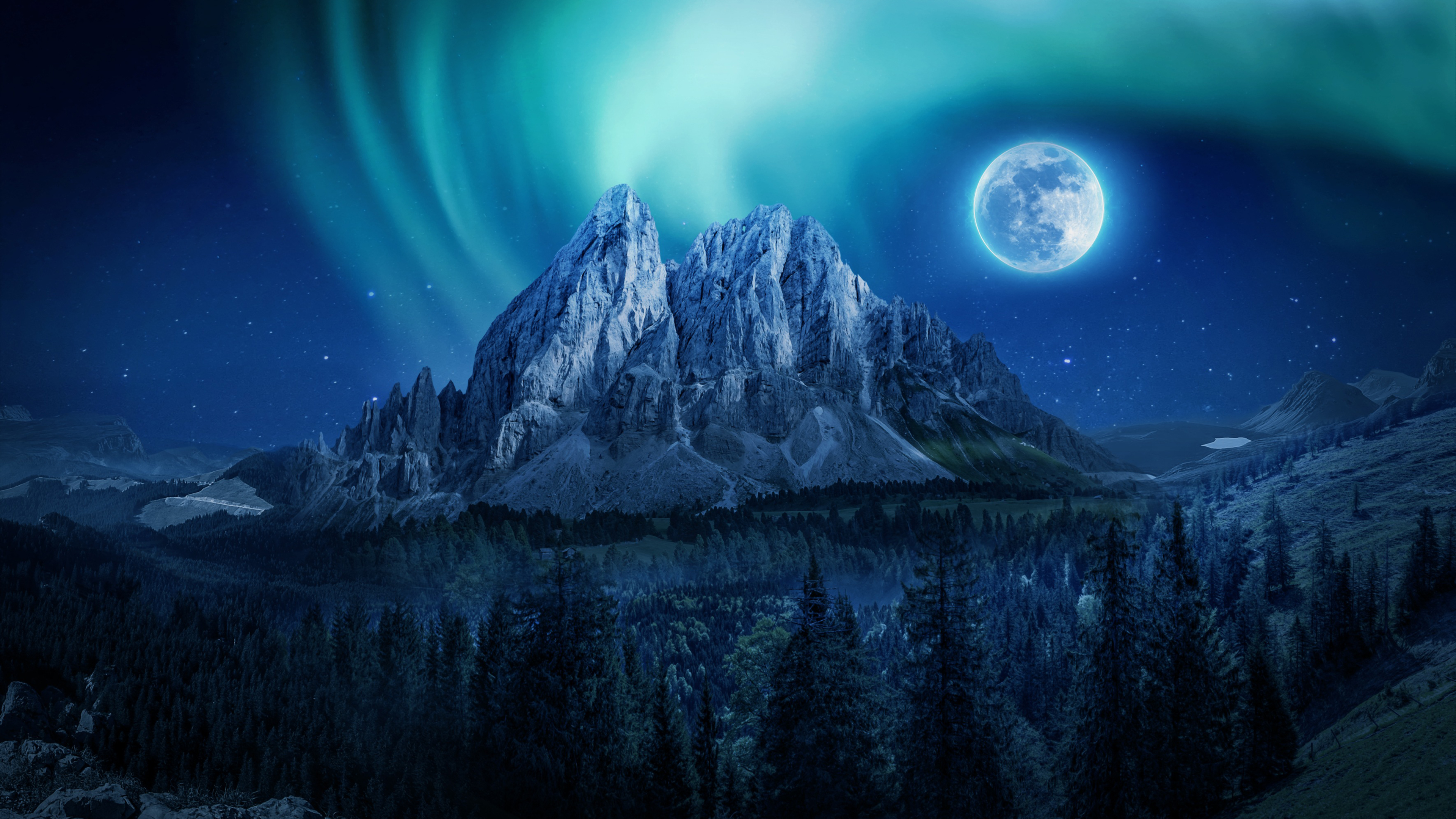 Mountain Moon Nightscape 4K
