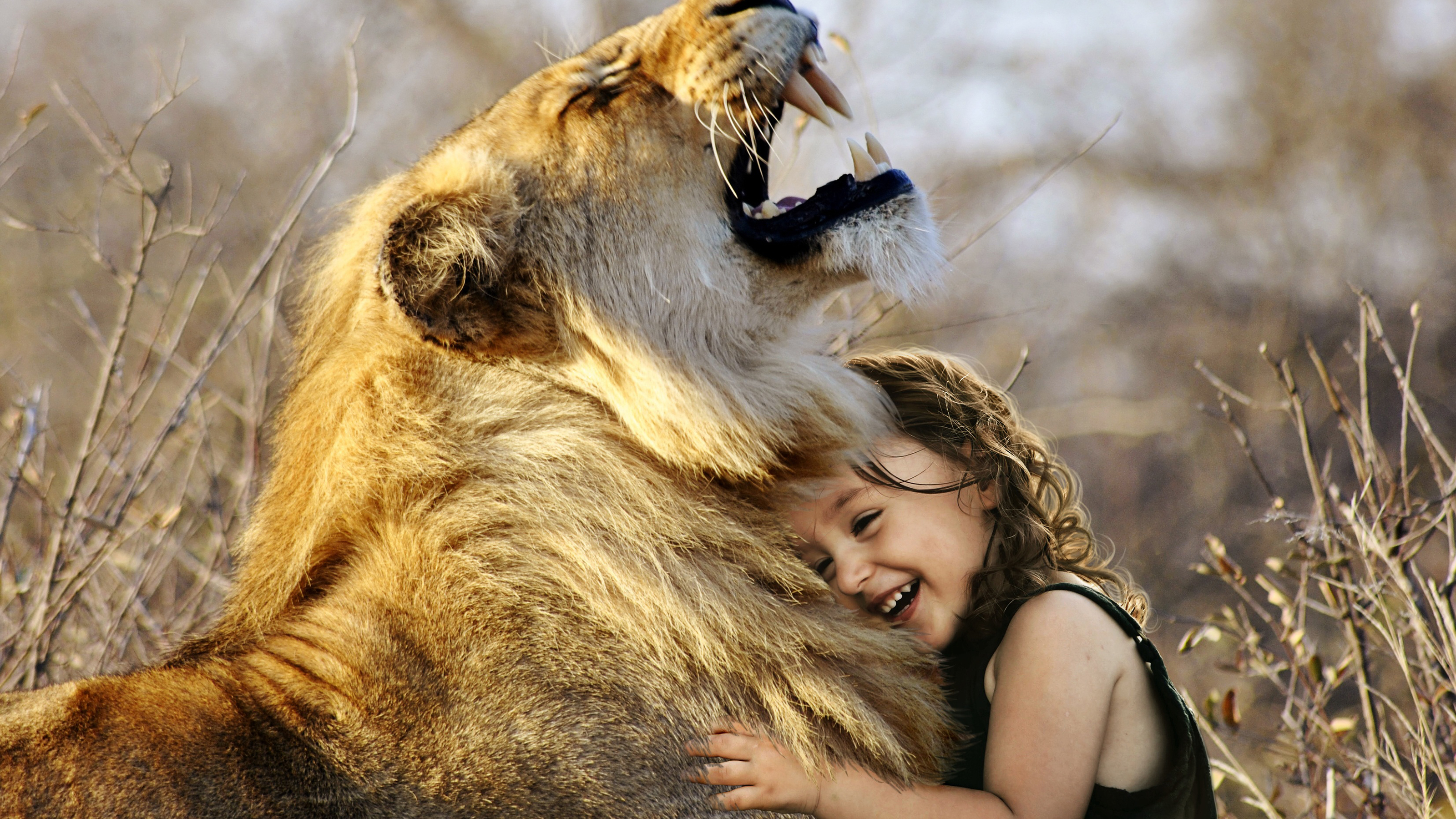Cute girl with Lion