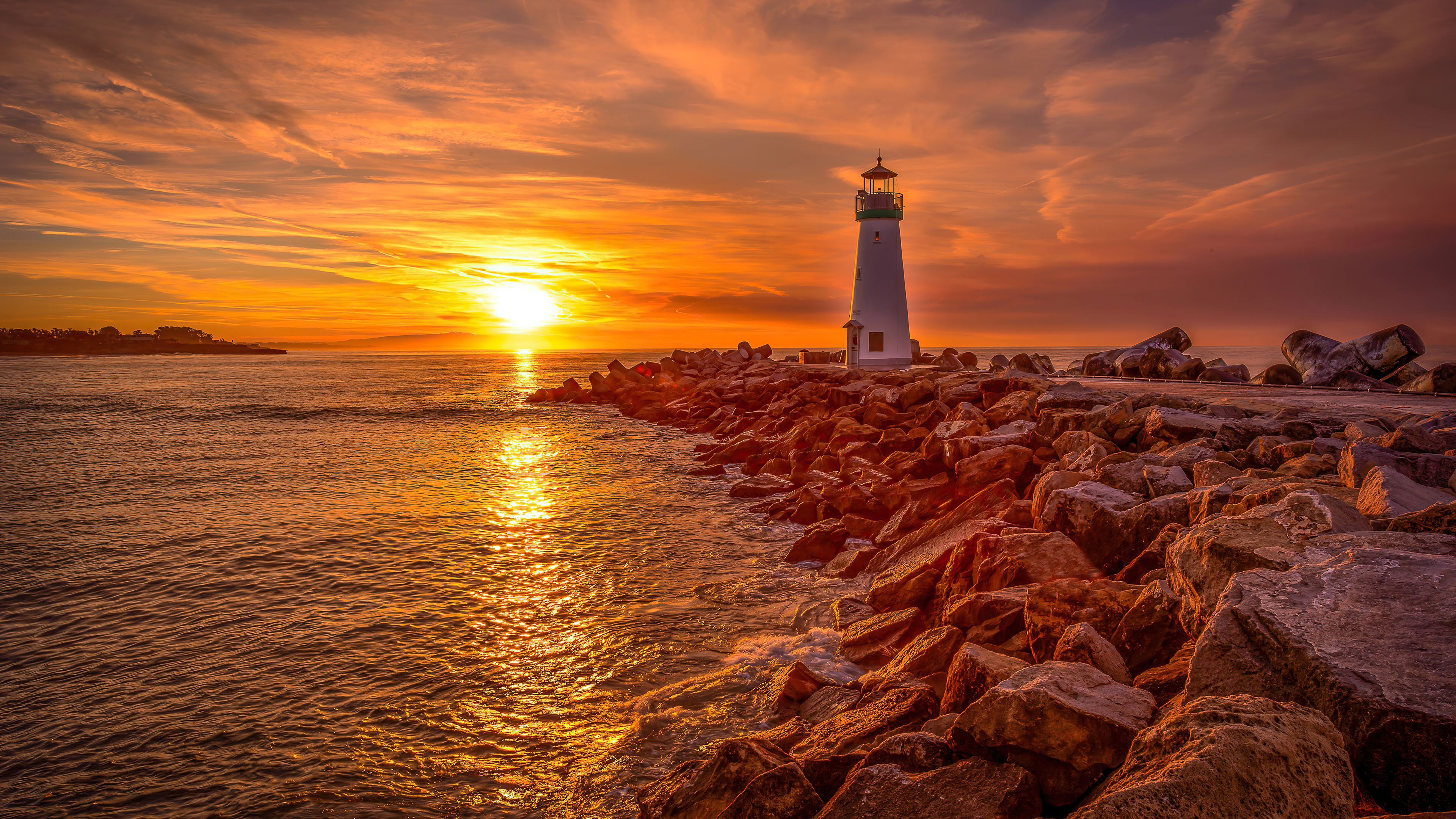 Lighthouse Sunrise And Sunset 4K HD