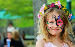 Beautiful Little Girl With Painting Face Is Wearing Flowers Headband HD Cute