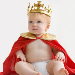 Cute Baby Boy Is Wearing Golden Crown On Head Wearing Red King Cape HD Cute