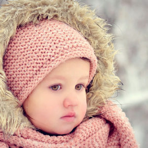 Cute Baby Girl In Blur Background Wearing Woolen Netted Dress And Muffler HD Cute Wallpapers