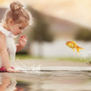 Cute Little Girl Is Playing On Water Wearing White Dress With Reflection HD Cute Wallpapers