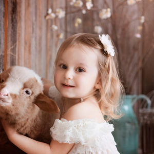 Cute Little Girl Is Wearing White Dress Playing With Calf HD Cute Wallpapers