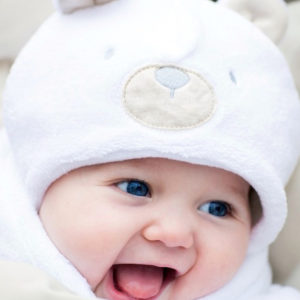 Blue Eyes Cute Baby Is Wearing White Dress And Cap HD Cute