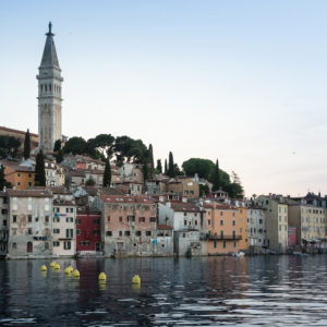 Croatia Rovinj Tower In The Middle Of Buildings Near River Travel Wallpapers