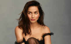 Stunning Beauty Ana de Armas Girl Model Women Actress Celebrity Black Dress Light Grey Background HD Girls Wallpapers