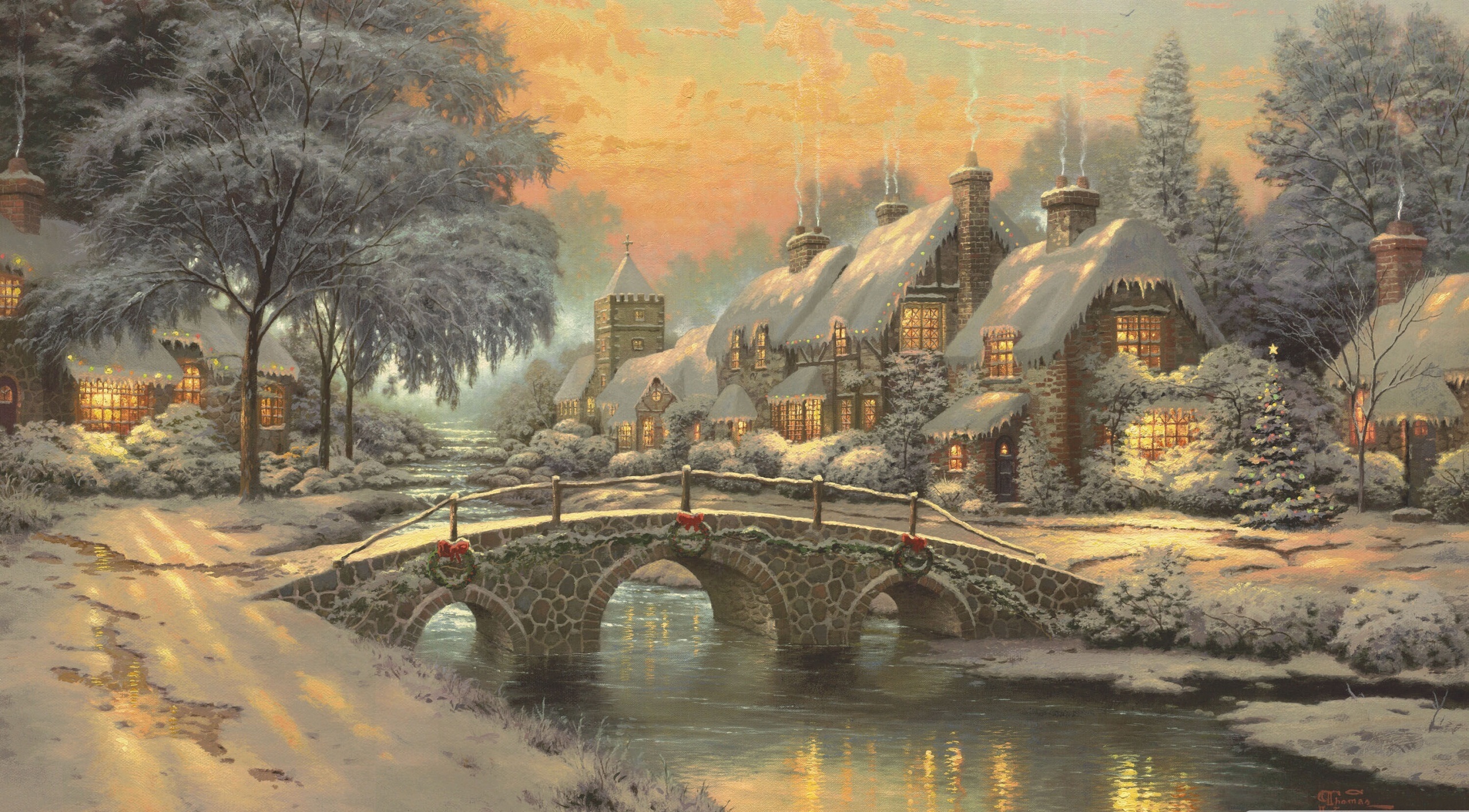 Classic Christmas Painting by Thomas Kinkade