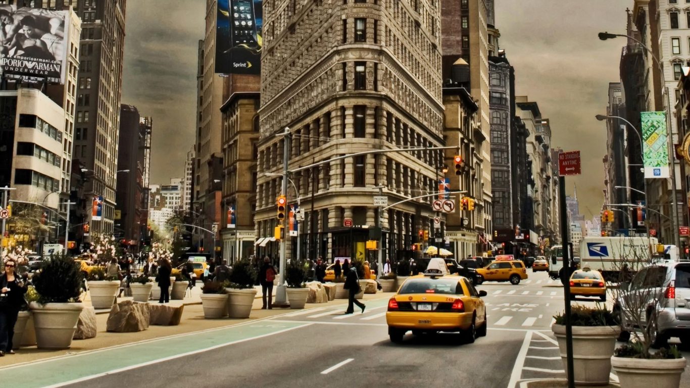 New York City Building Street Cars Traffic 2560x1600