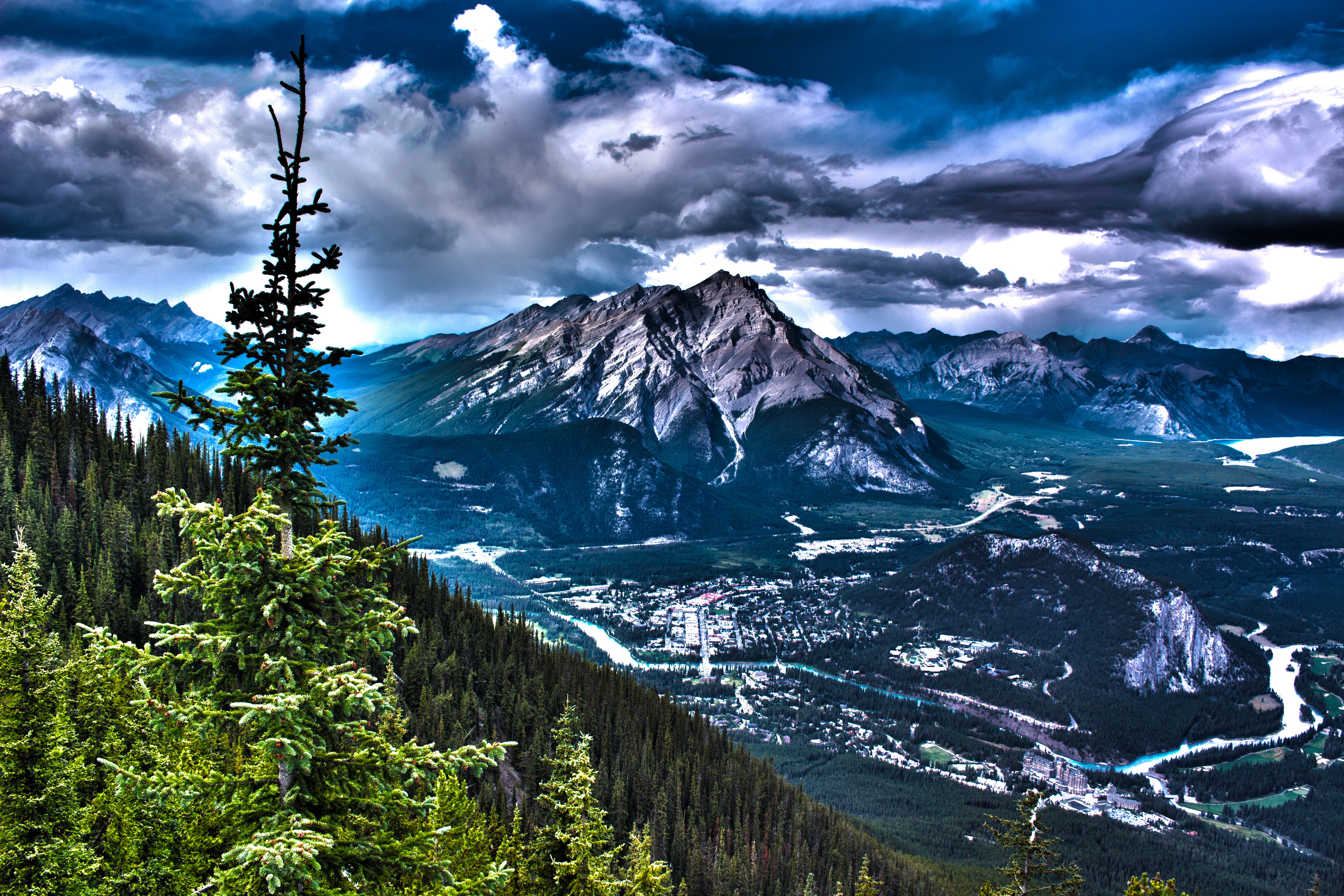 Canada Mountains Rocks Hdr