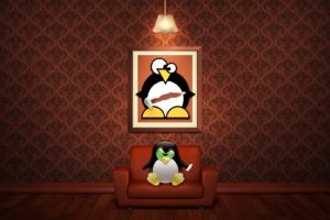Linux Penguin Picture Sofa Red Eye
