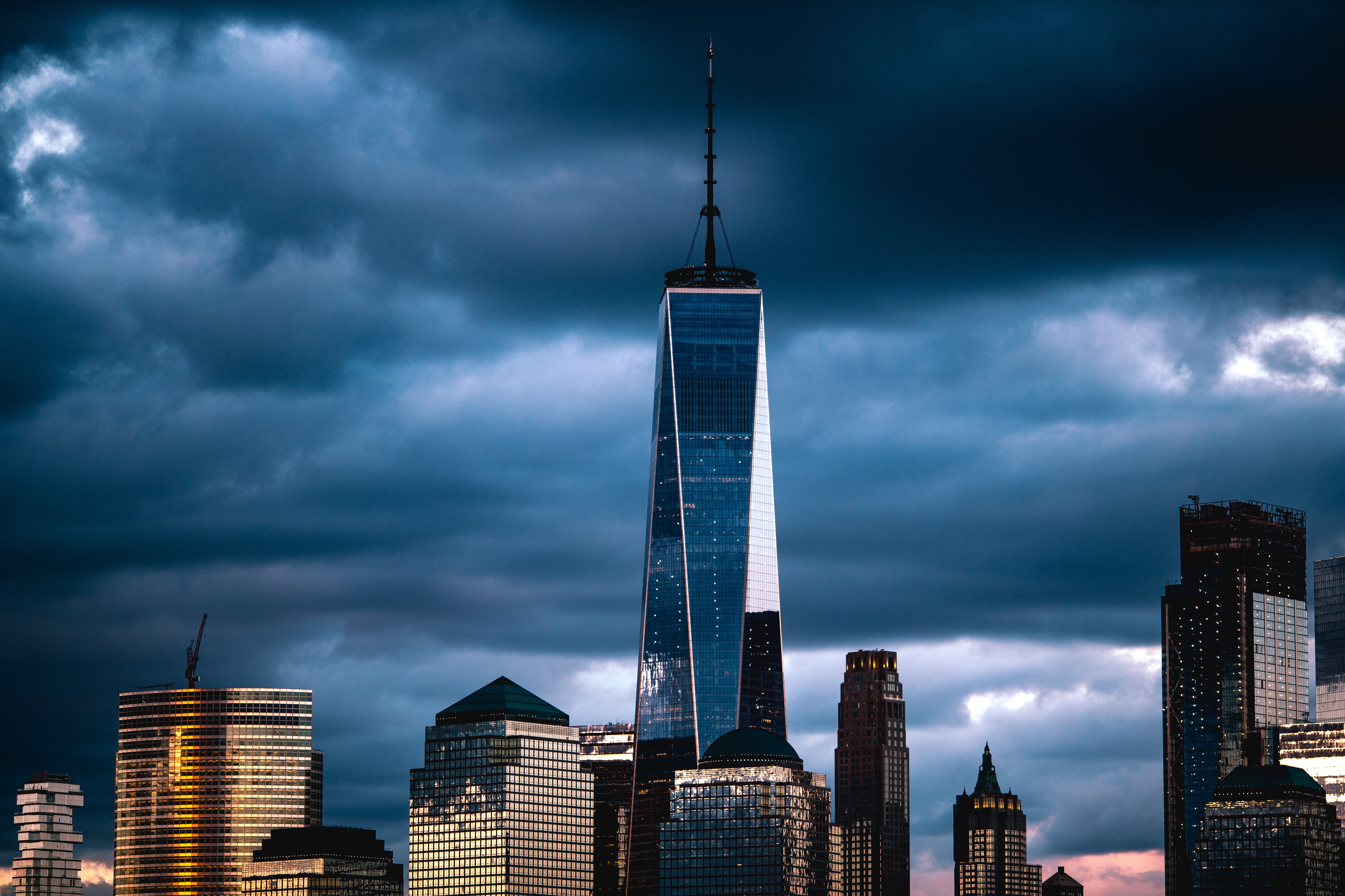 New york Usa Skyscraper Clouds Overcast