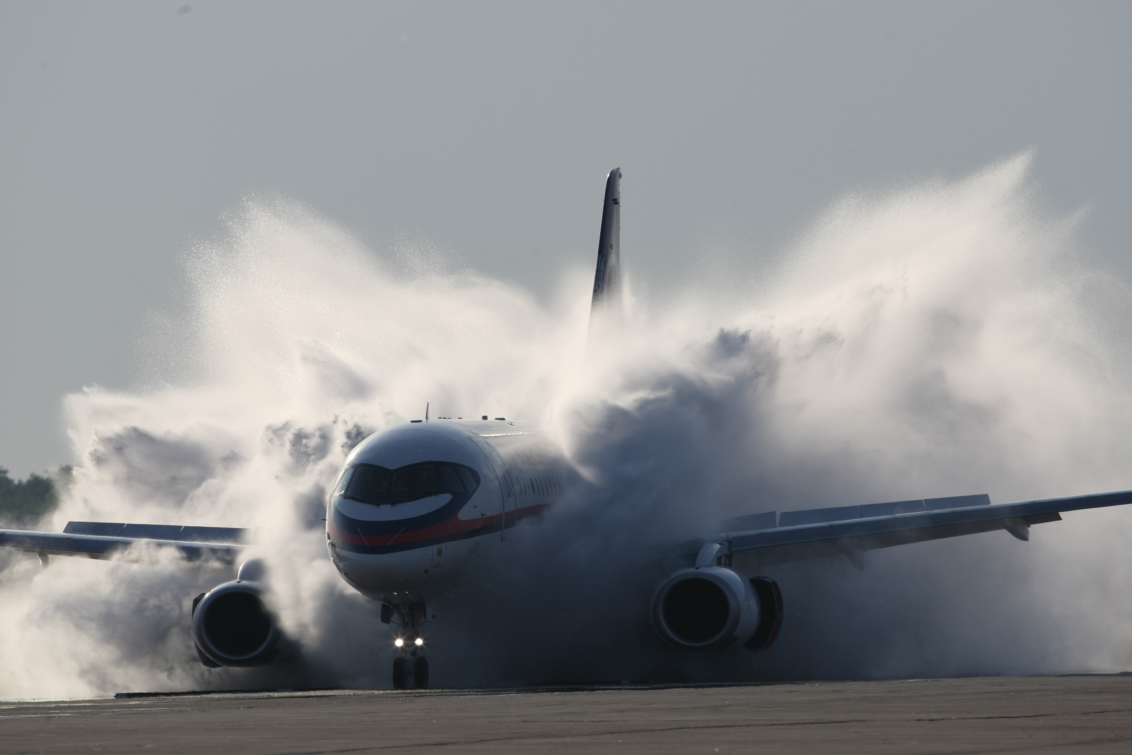 Sukhoi Superjet 100 Aircraft Smoke Dust