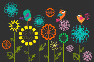 Colorful Vector Flowers Birds Wallpapers