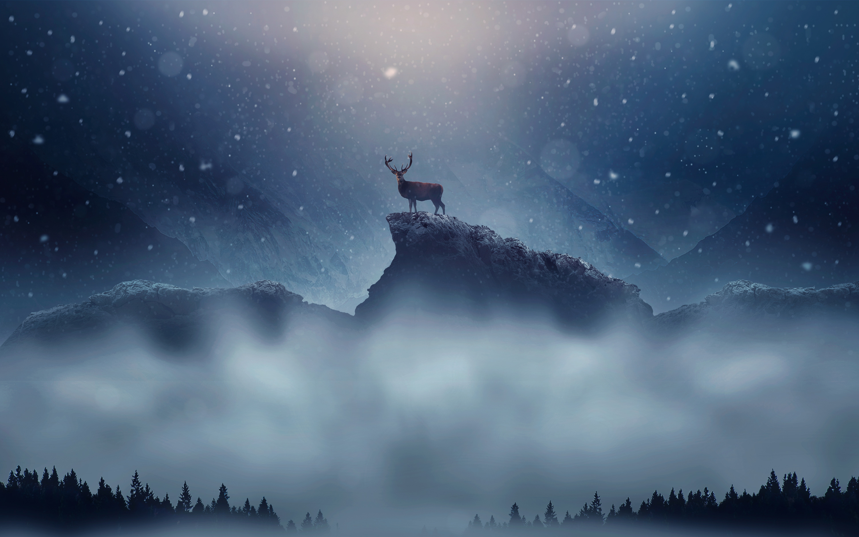 Christmas Deer Snowfall Wallpapers
