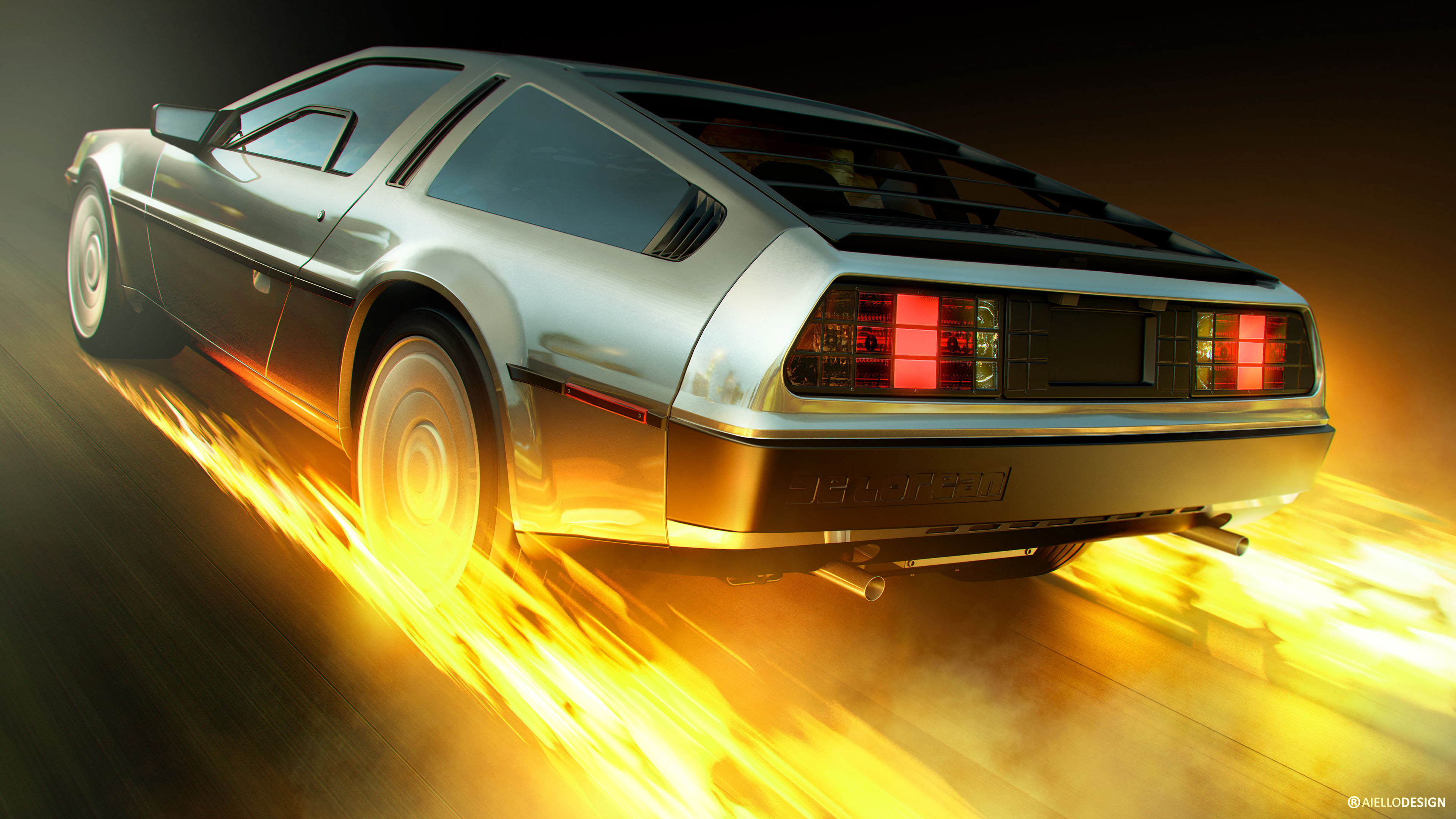 DeLorean time machine Artwork 4K