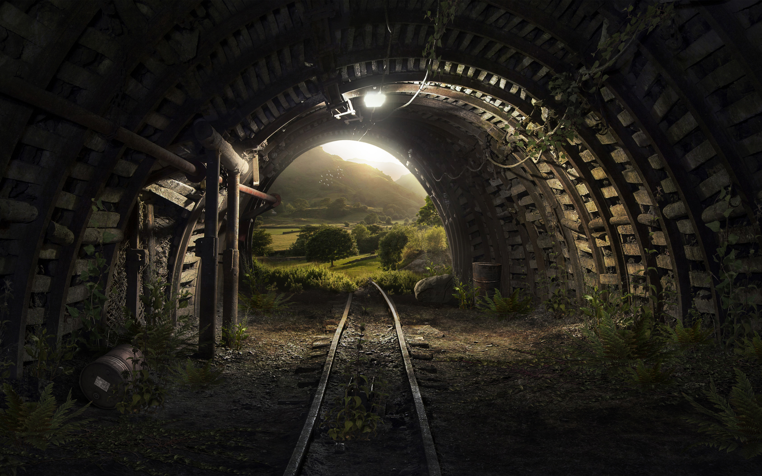 Tunnel Tracks 4K Wallpapers