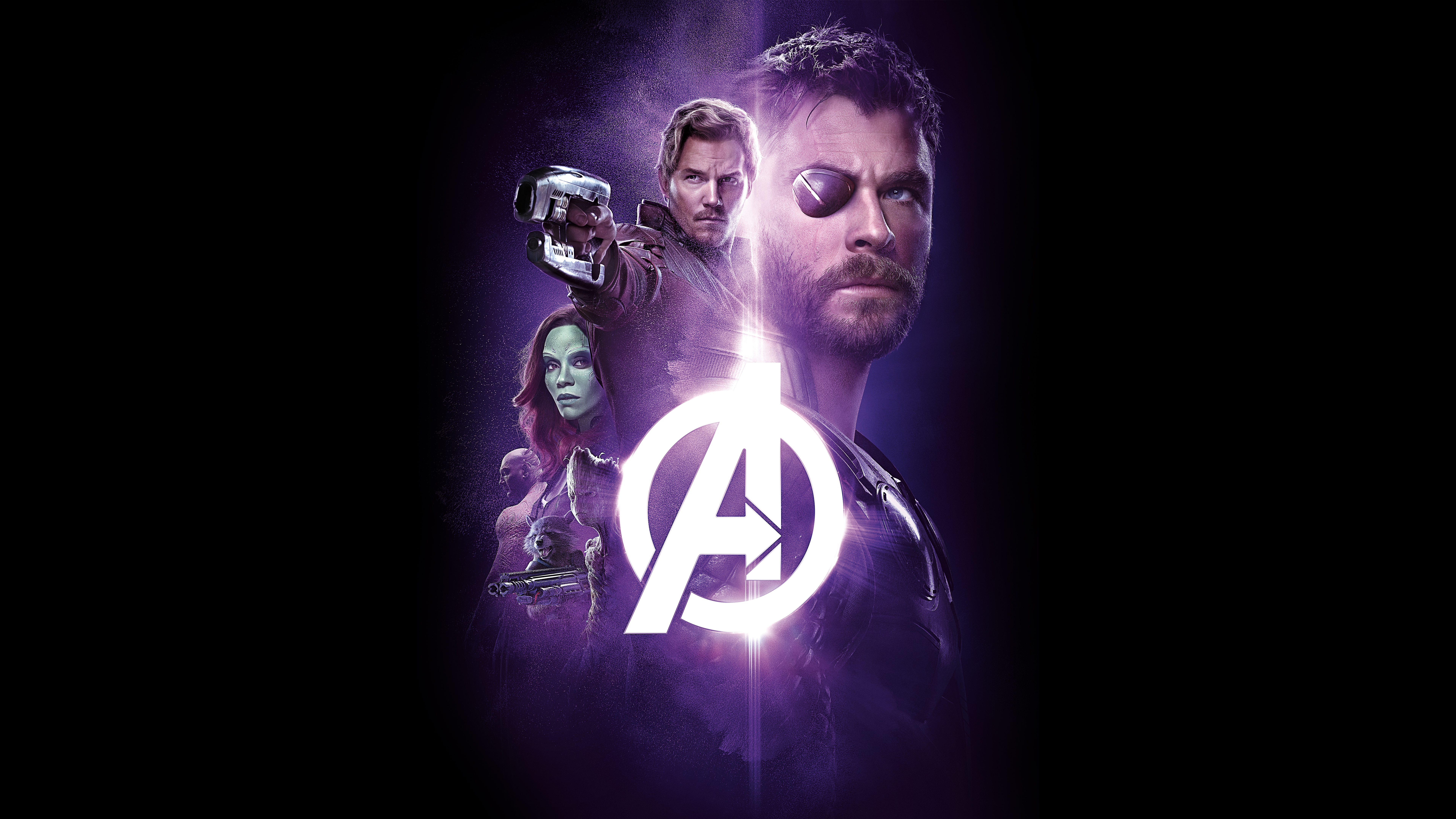 Avengers Infinity War Thor Groot  Rocket Star Lord Gamora 4K