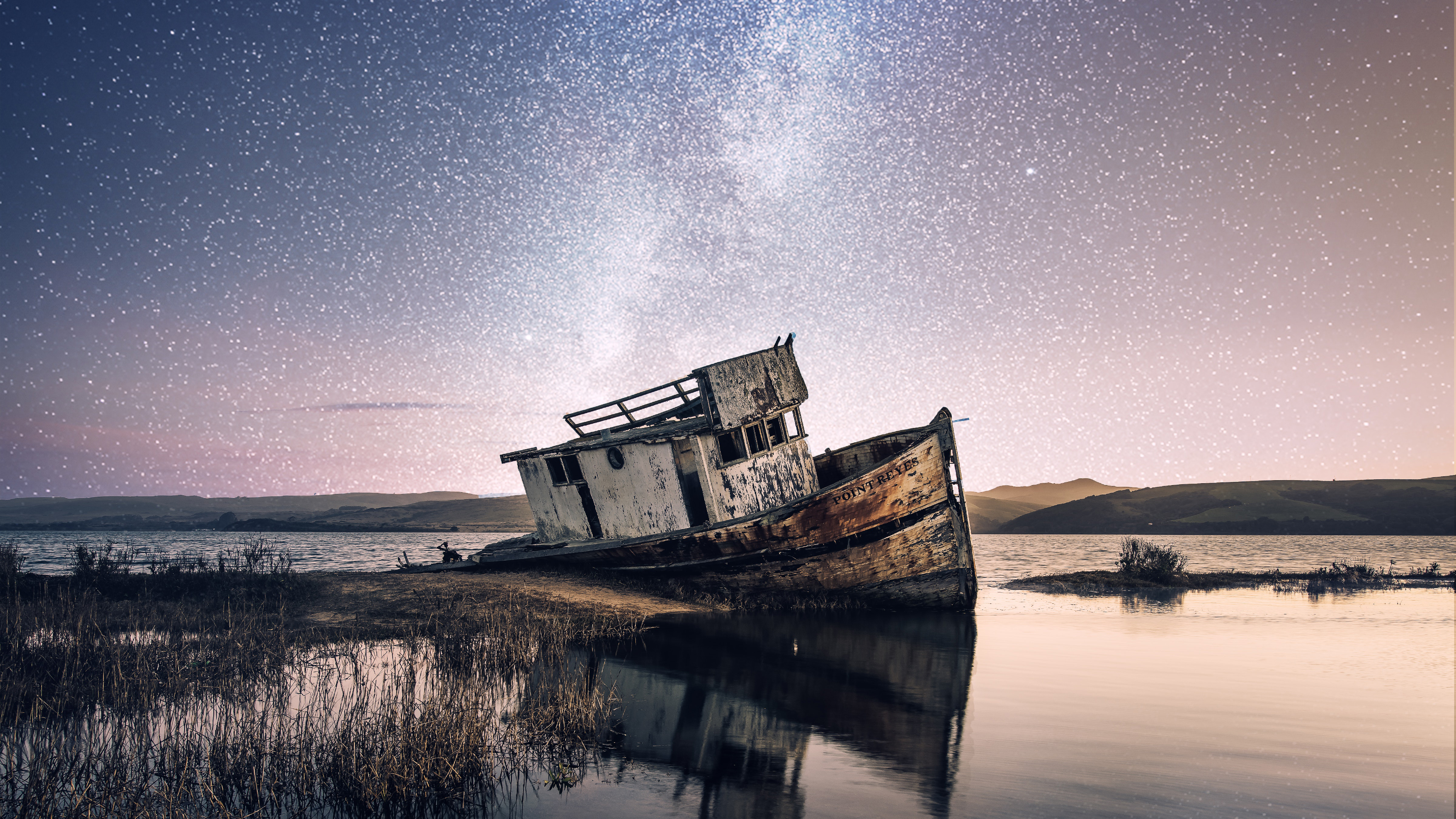 Abandoned Beach Boat 4K Wallpapers
