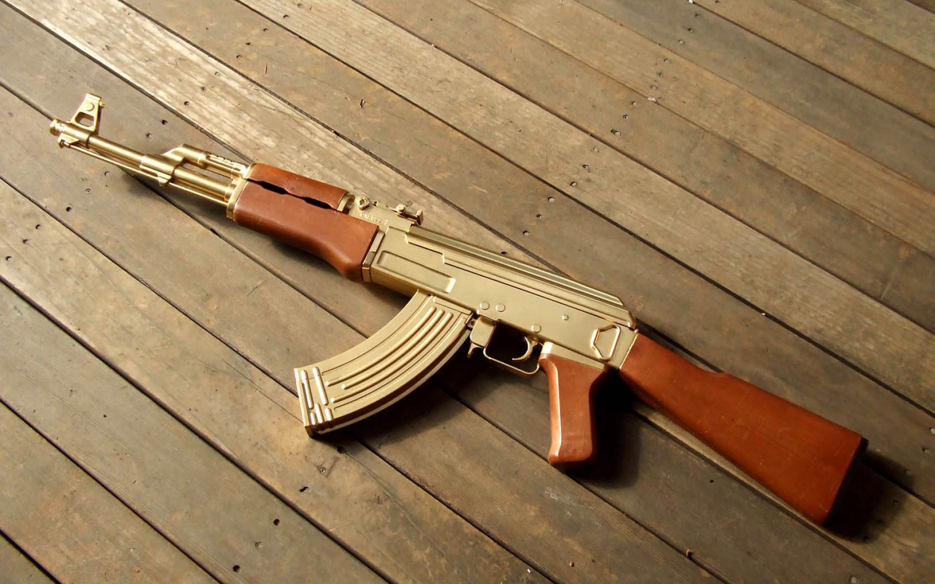 AK 47 Gold Model Guns Wallpaers 