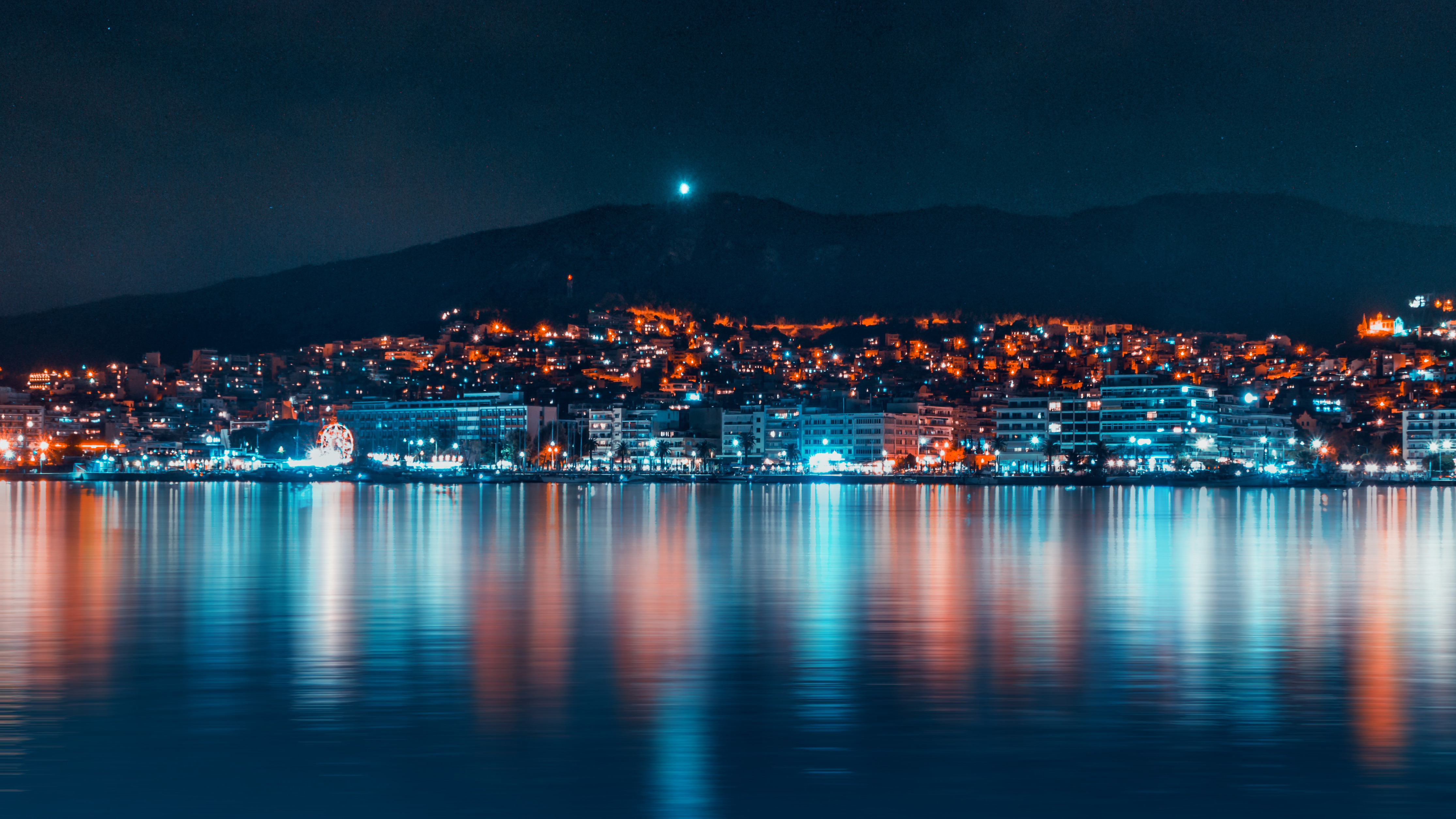 Night Cityscape Reflections 4K