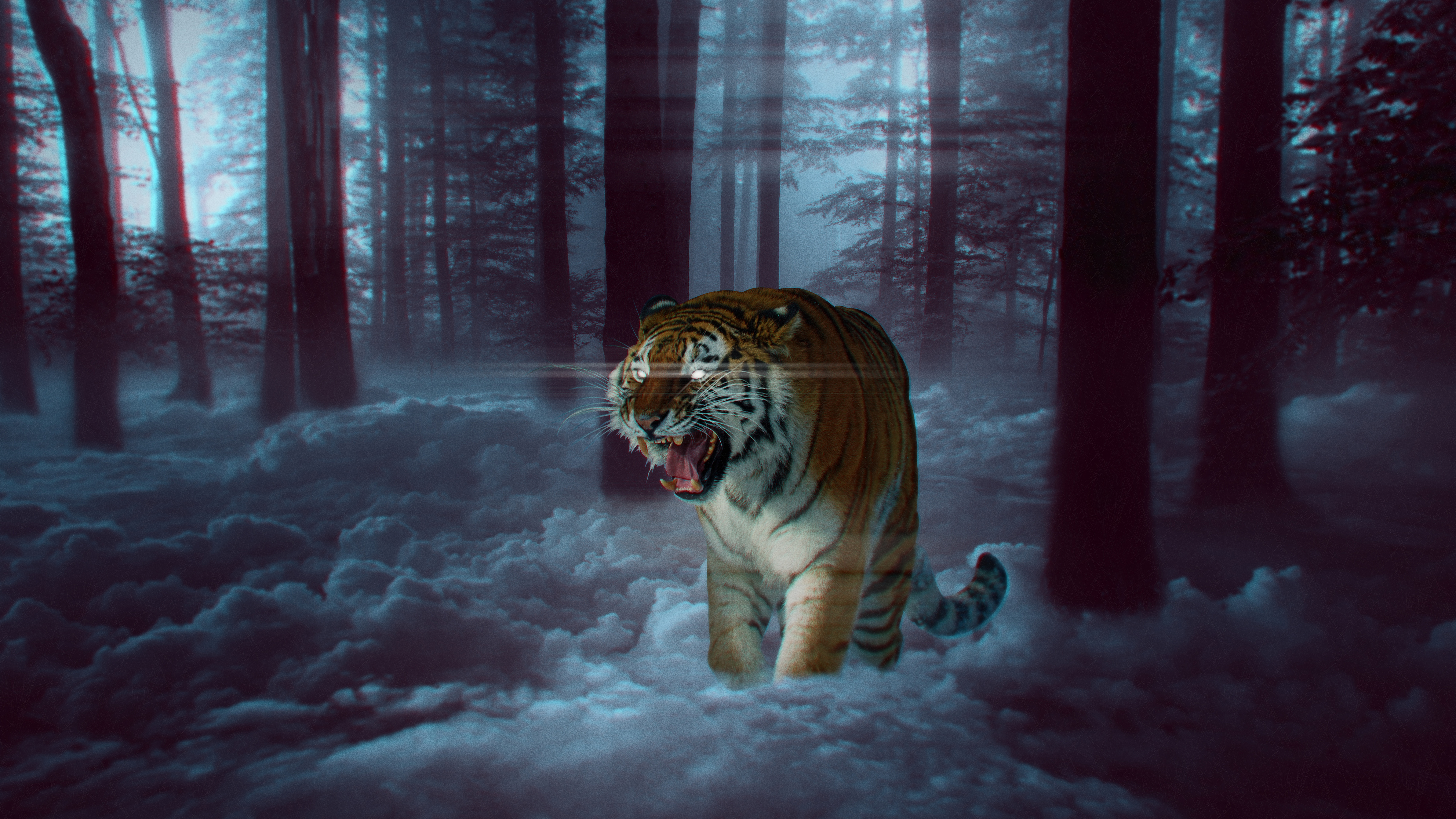 Mystic Tiger in Forest 4K 8K Wallpapers