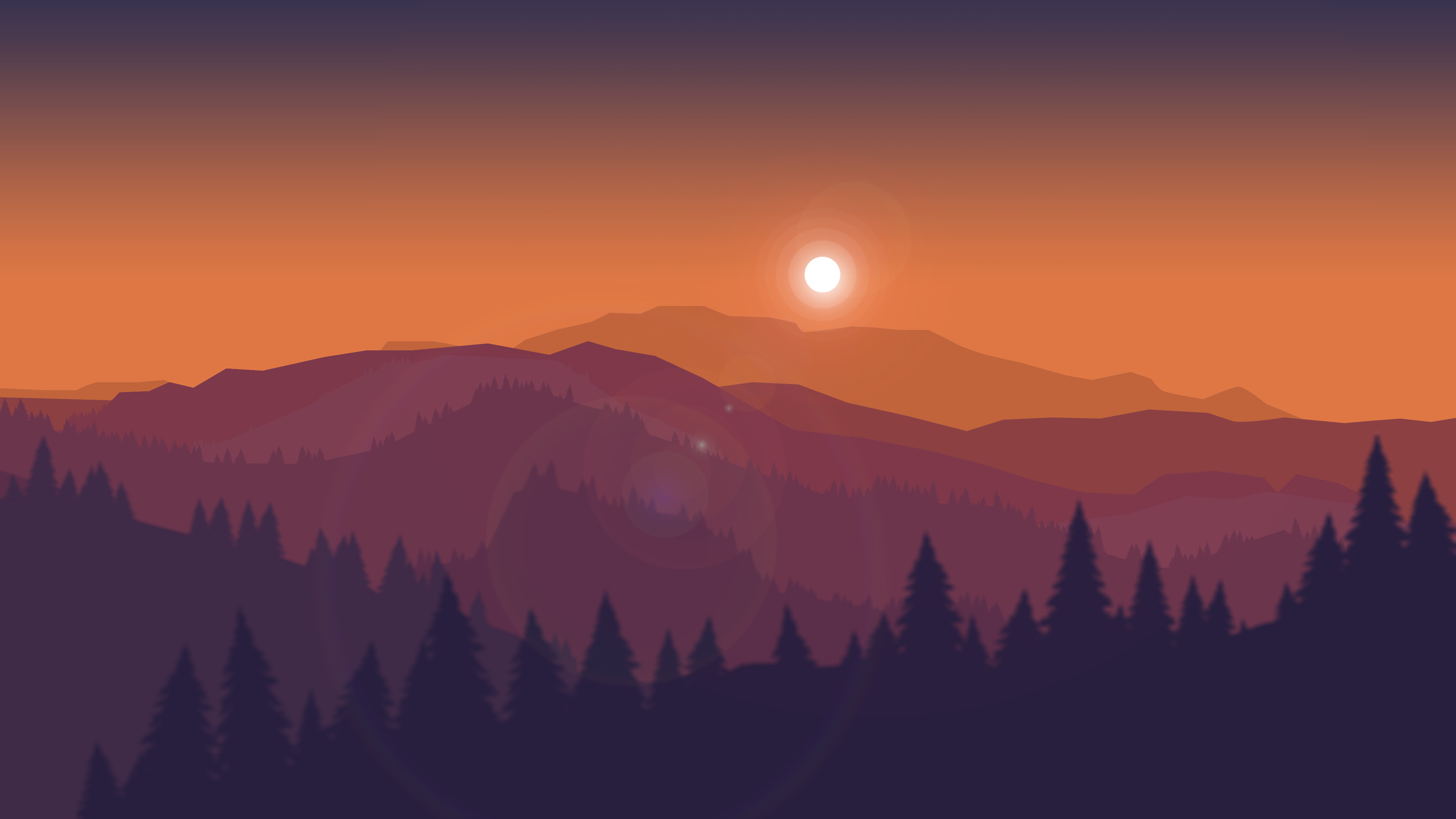 Sunset Minimal Landscape 4K Wallpapers
