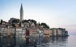 Croatia Rovinj Tower In The Middle Of Buildings Near River Travel Wallpapers